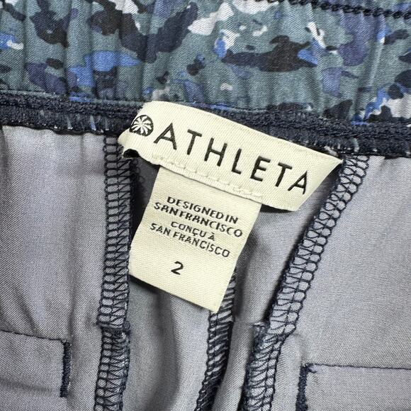 Athleta Pants Womens 2 Blue Avenue Wide Leg Crop Granite Speckle Pull On Travel - Picture 4 of 13
